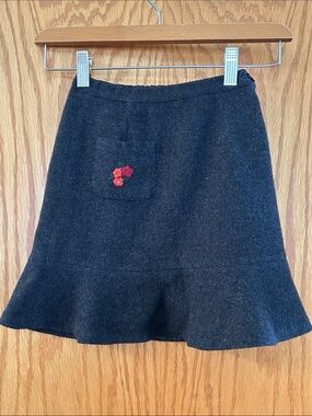 Charcoal Gray Wool Blend Flared Skirt Made in Italy